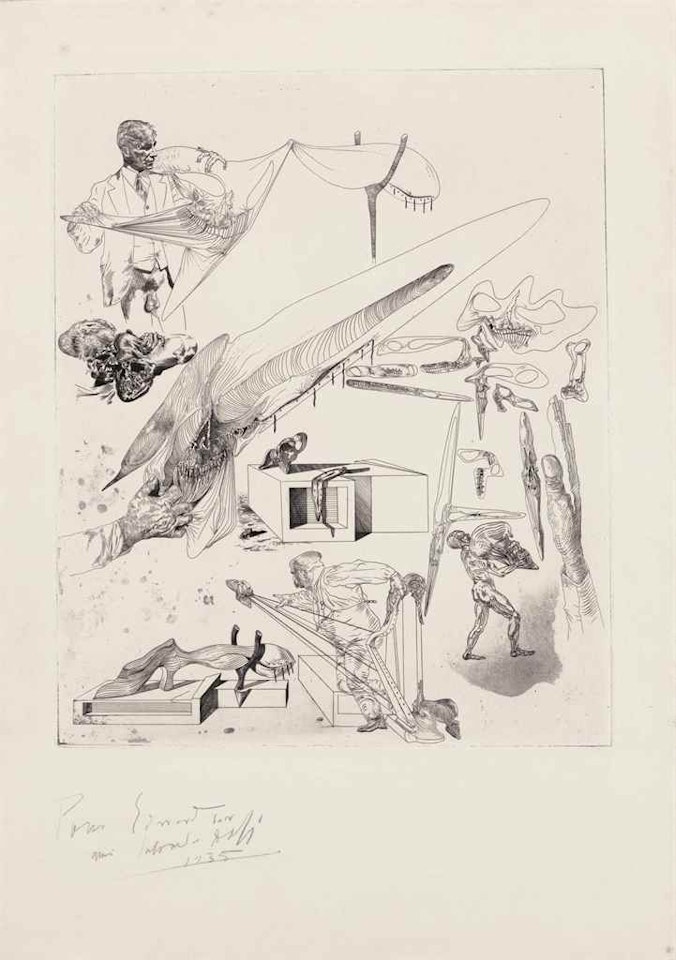 Crânes mous et harpe crânienne by Salvador Dali