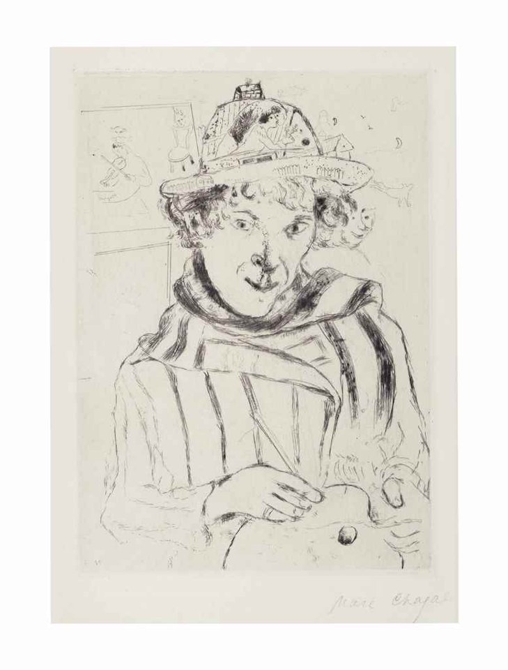Selbstbildnis mit dem verzierten Hut by Marc Chagall