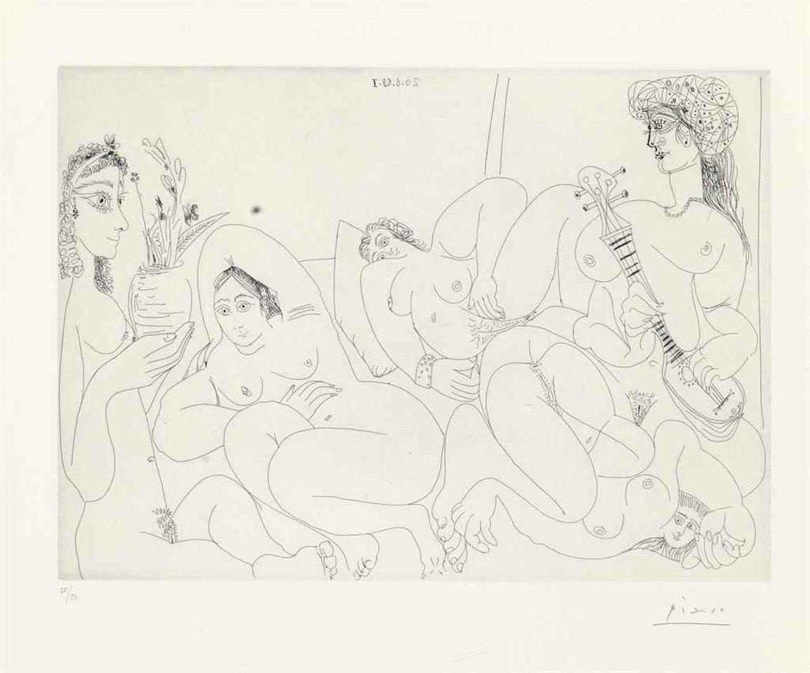 Clin d'oeil au Bain turc femmes faisant la sieste au soleil, from La Série 347 by Pablo Picasso