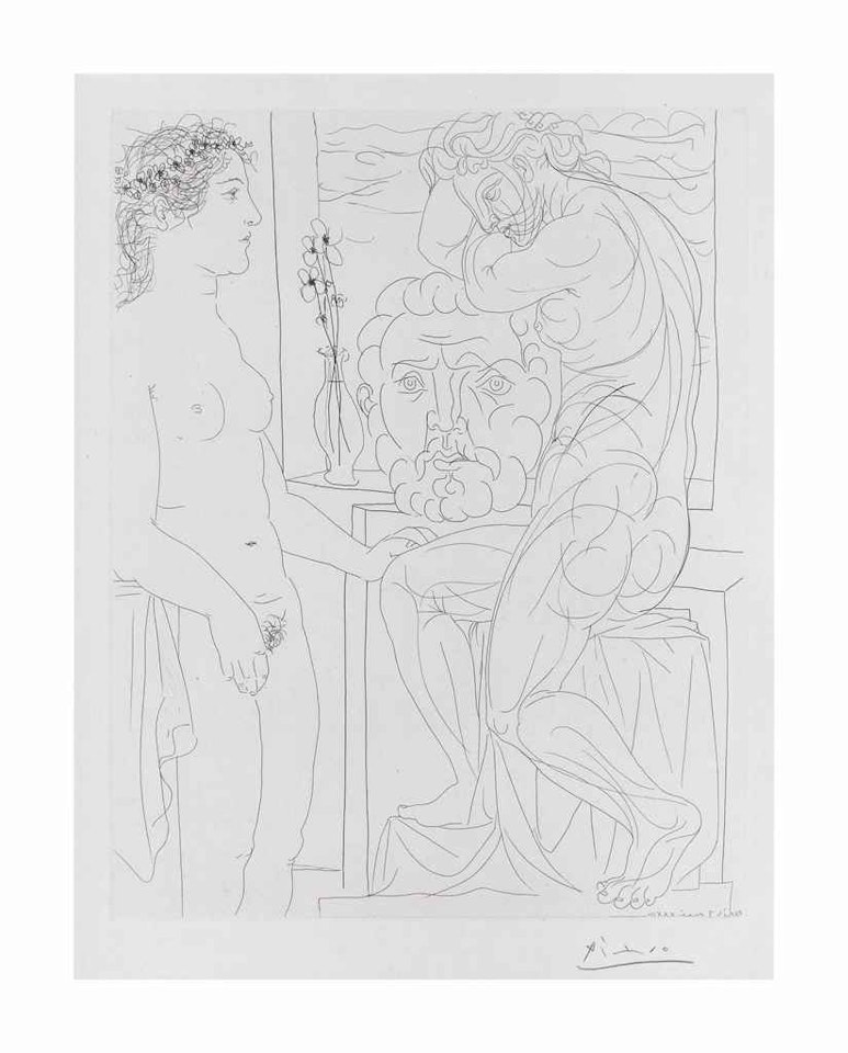 Modèle nu et Sculptures, Plate 72 from La Suite Vollard by Pablo Picasso