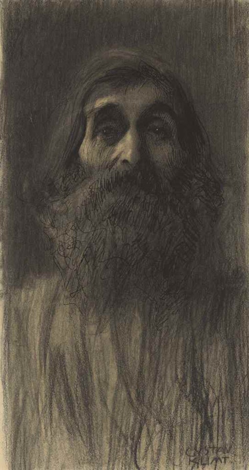 Brustbild eines bärtigen Mannes von vorne by Gustav Klimt