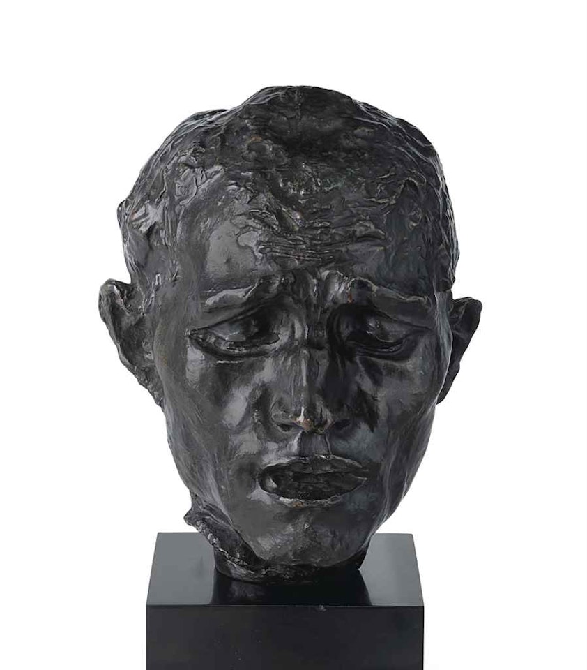 L’un des Bourgeois de Calais, Tête de Pierre de Wiessant, étude type B, variante avec piédouche by Auguste Rodin