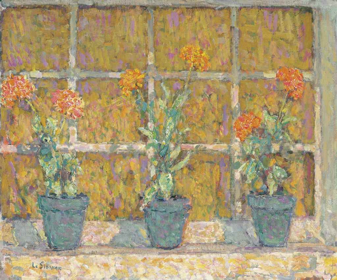 Les trois pots de fleurs by Henri Le Sidaner