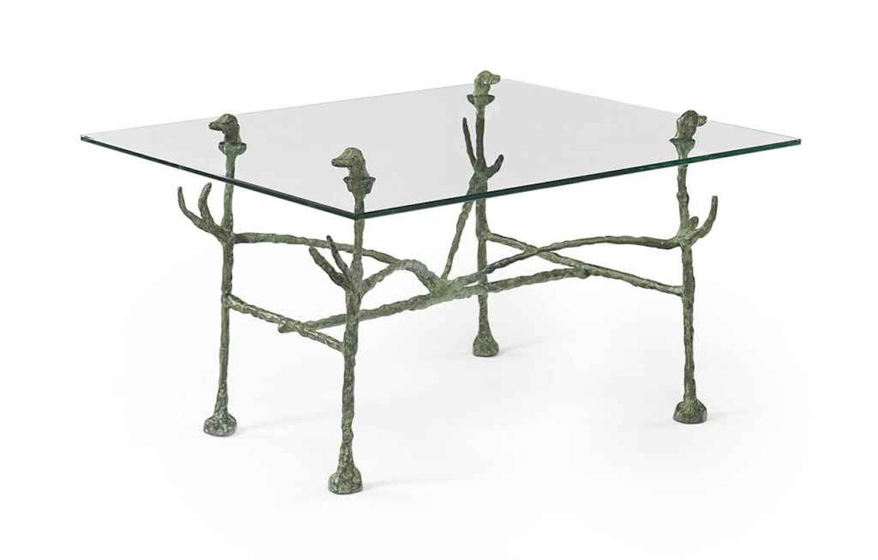 Table basse trapezoïdale, modèle aux têtes de chien by Diego Giacometti