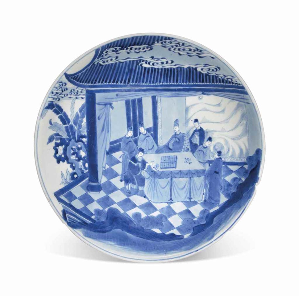 A LARGE BLUE AND WHITE DISH by Anonymous