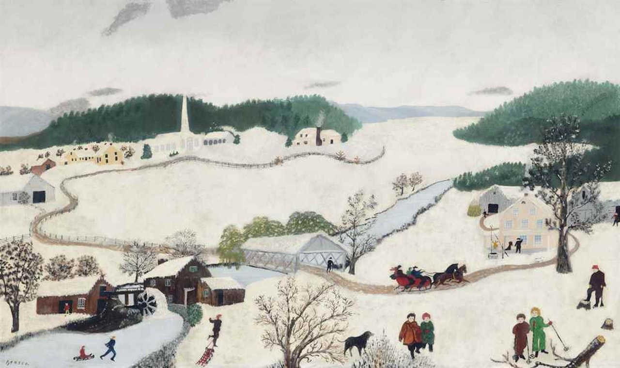 Over the River to Grandma's House on Thanksgiving Day by Grandma Moses