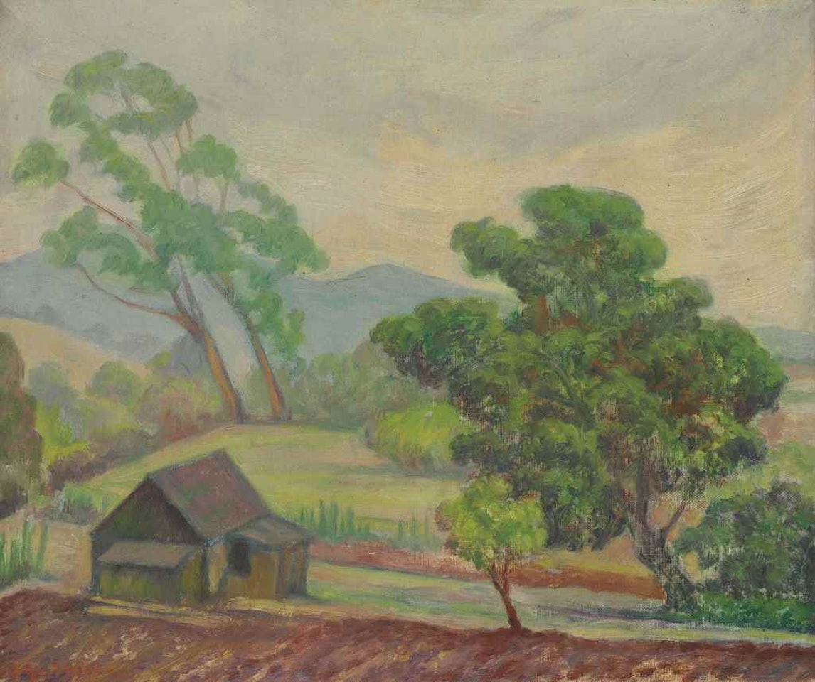 Paisaje con una casa by Diego Rivera