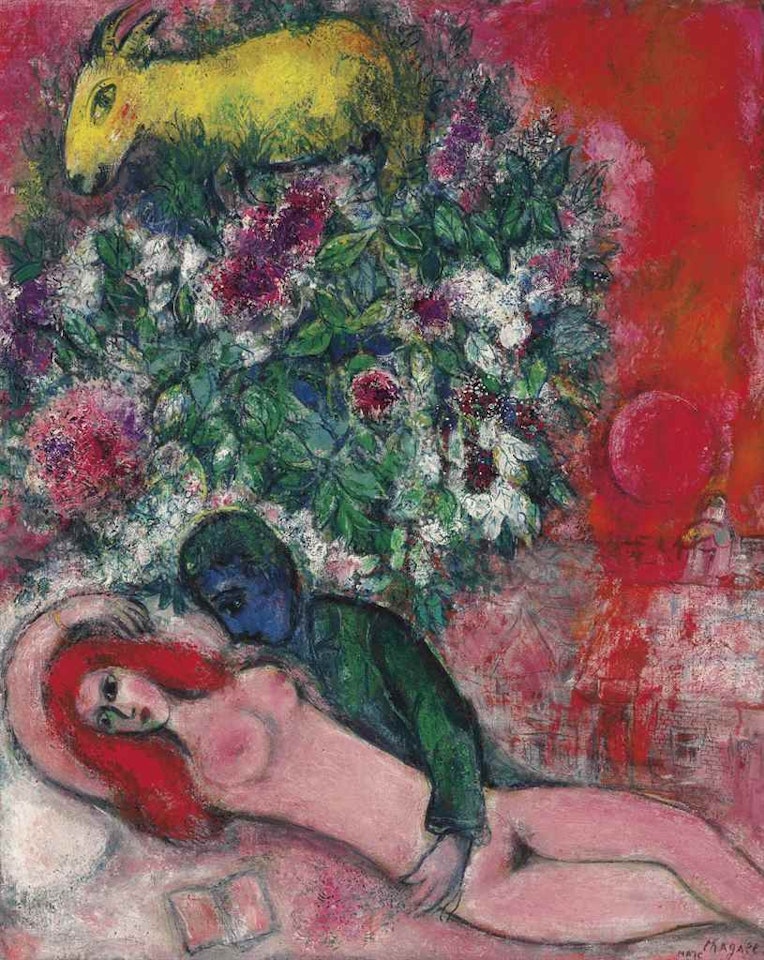 Nu rose ou Amoureux en rose by Marc Chagall