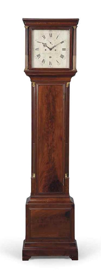 A GEORGE III MAHOGANY STRIKING LONGCASE CLOCK by Anonymous