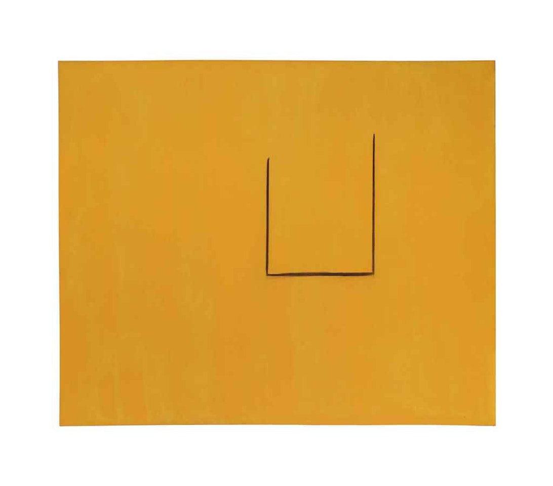 Untitled (In Orange with Charcoal Lines) by Robert Motherwell