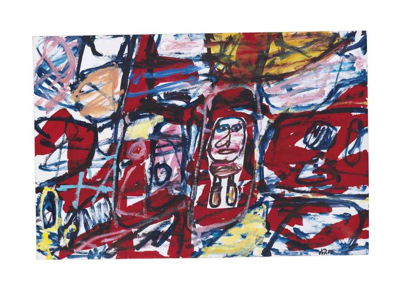 Site aléatoire avec un personnage by Jean Dubuffet