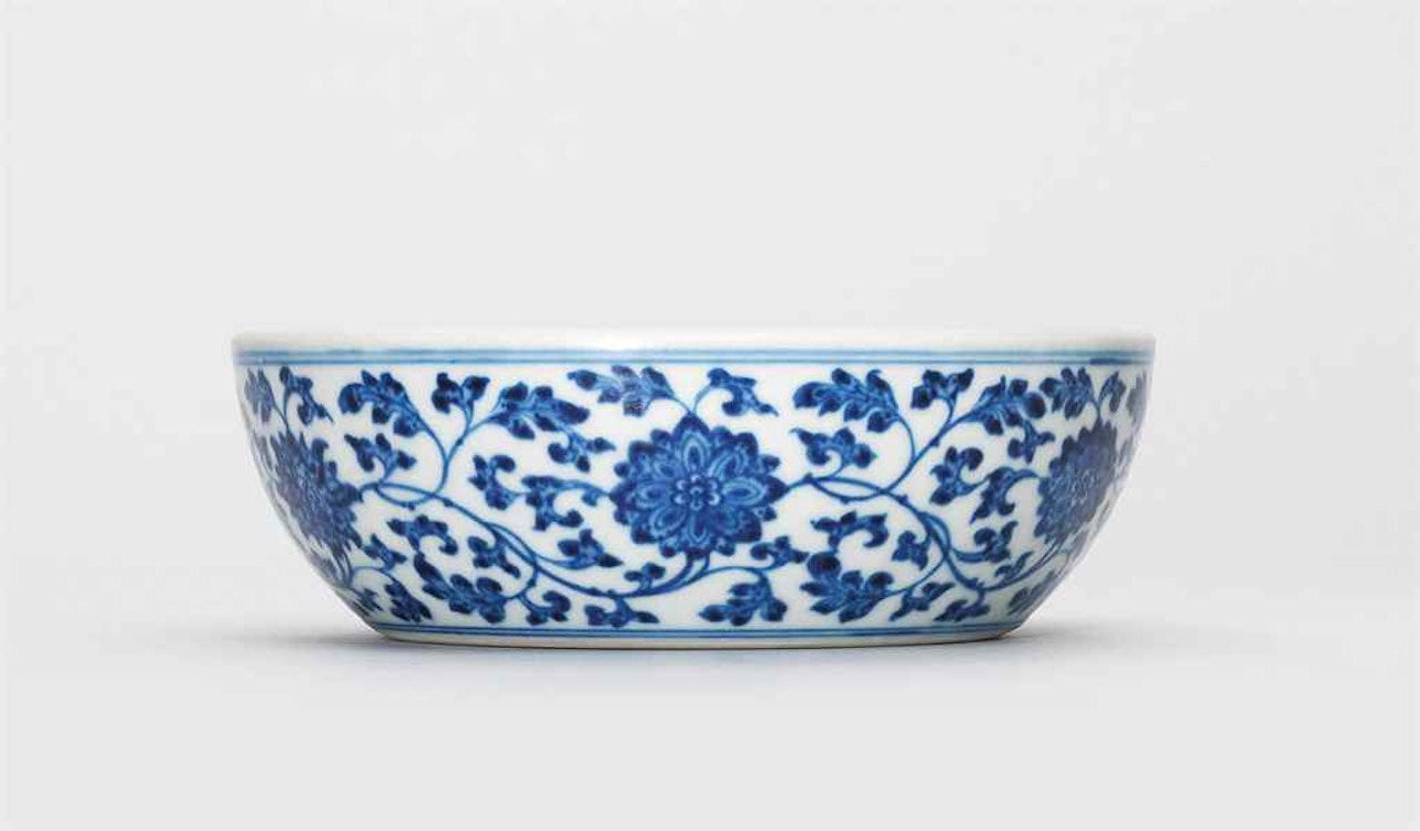 A BLUE AND WHITE MORTAR by Anonymous