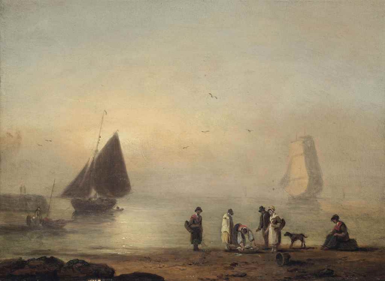 Fishermen selling the day's catch by Thomas Luny