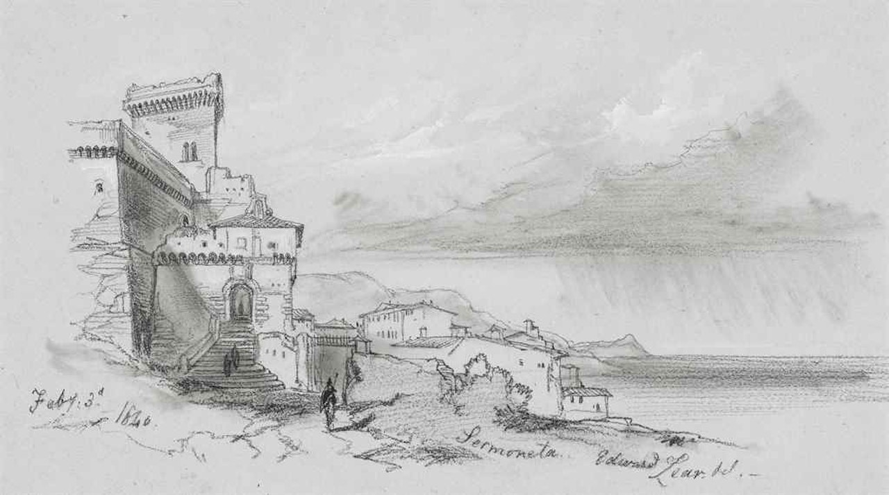 View of Sermoneta, Latina, Italy by Edward Lear