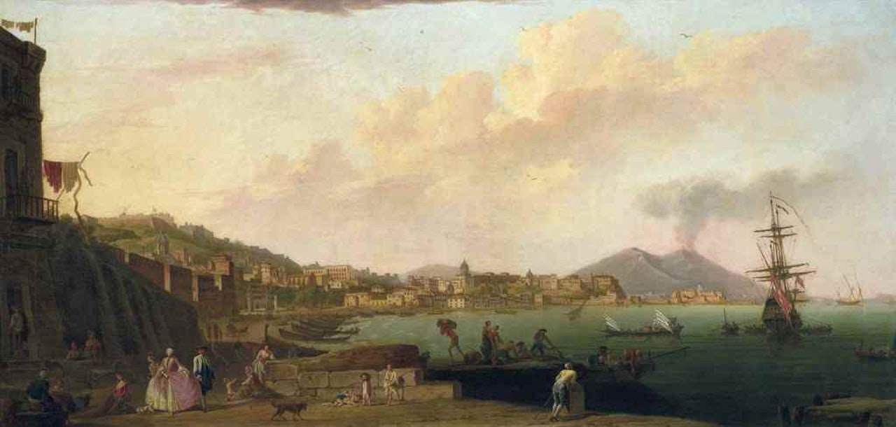 Naples, from Mergellina, with Vesuvius in the distance by Thomas Patch