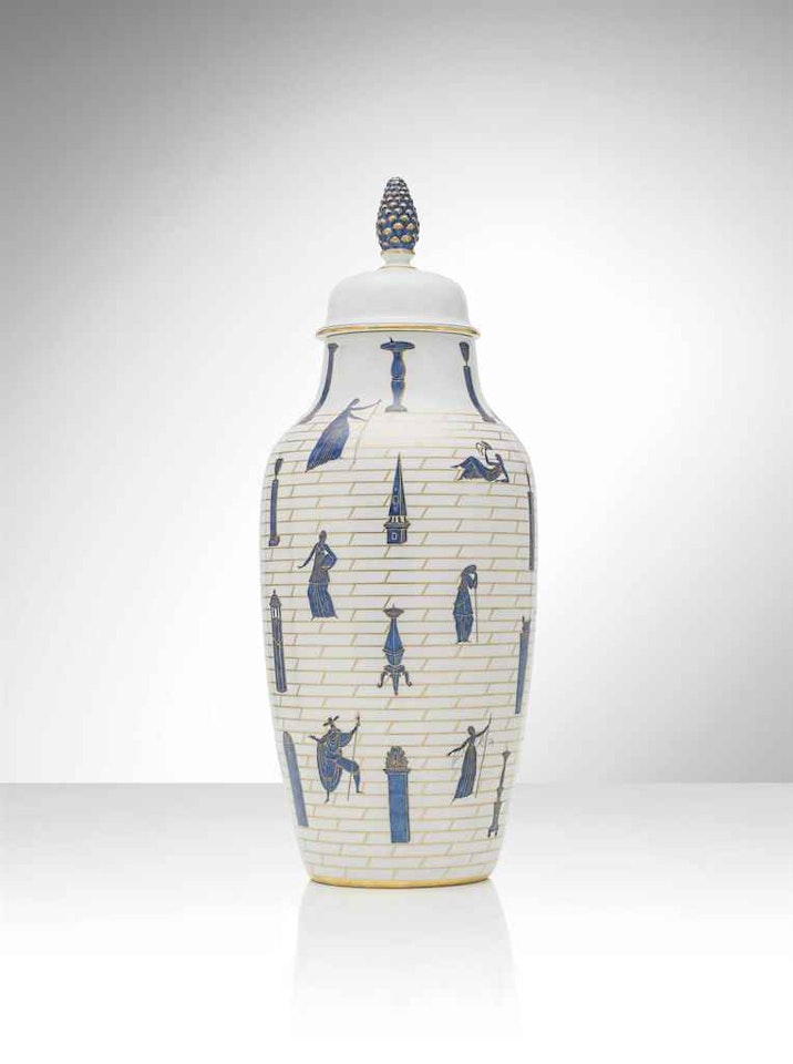 'PASSEGIATA ARCHEOLOGICA', A LARGE VASE WITH COVER by Gio Ponti