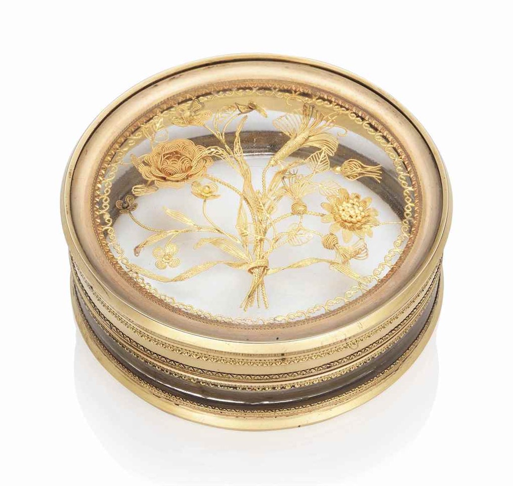 A LOUIS XVI GOLD-MOUNTED HARDSTONE BONBONNIÈRE BY PIERRE-DENIS CHAUMONT (FL.1777-1793) by Anonymous
