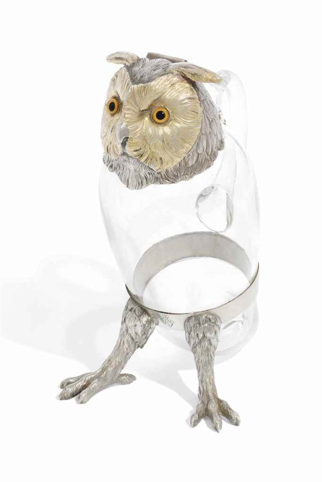 A VICTORIAN PARCEL-GILT SILVER MOUNTED GLASS CLARET-JUG by Anonymous