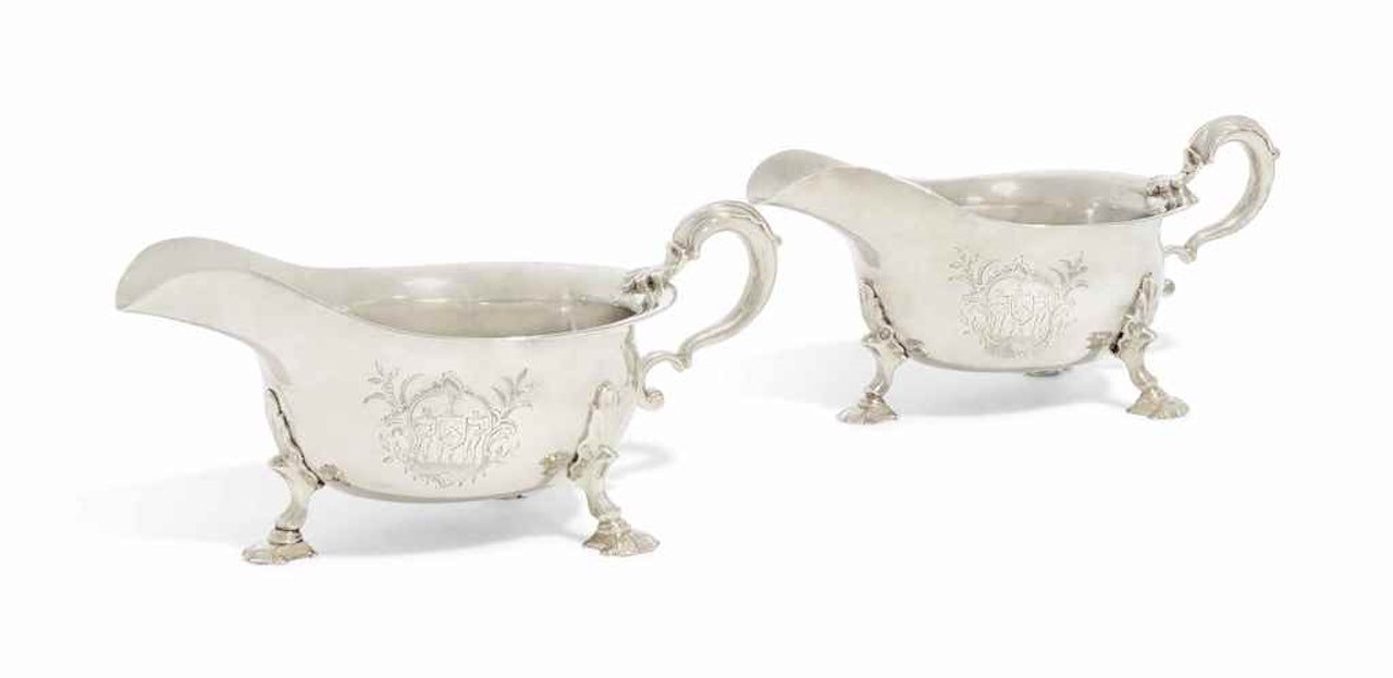 A PAIR OF GEORGE II SILVER SAUCEBOATS by Anonymous