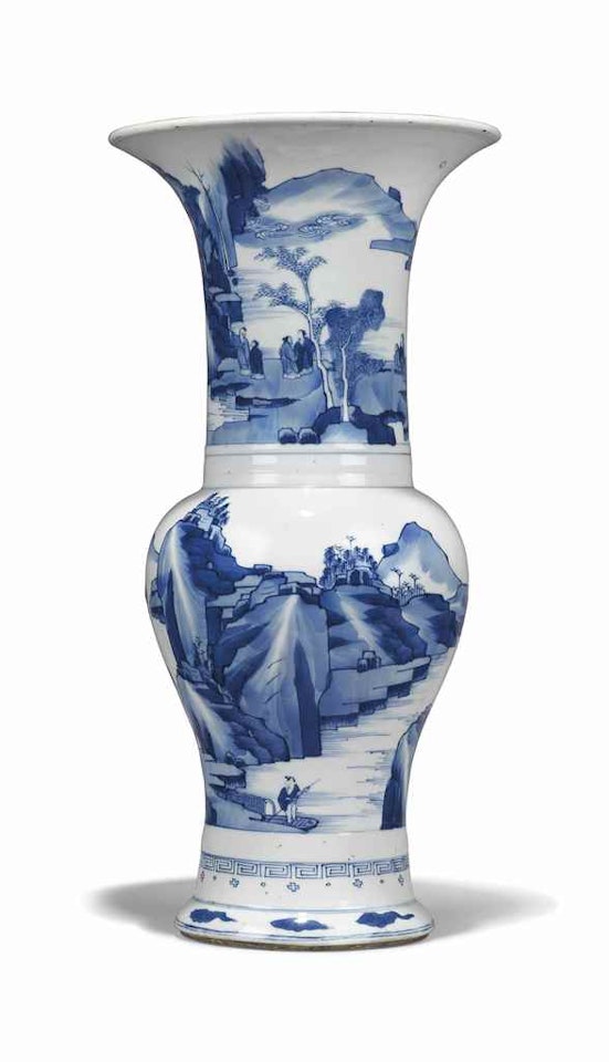 A CHINESE BLUE AND WHITE PHOENIX-TAIL VASE by Anonymous