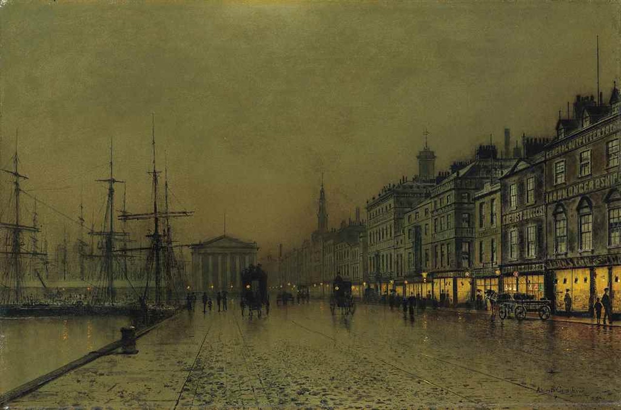 Greenock dockside by night by John Atkinson Grimshaw