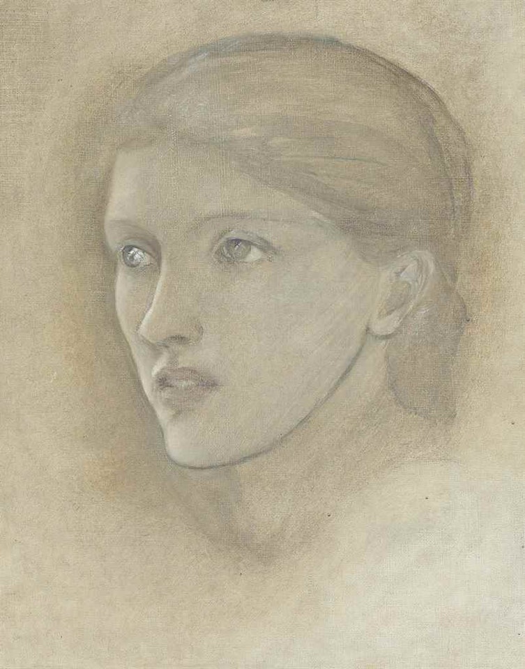 Female head study, looking to the right, for 'The Golden Stairs', possibly Mary Stuart Wortley, later Countess Lovelace by Edward Coley Burne-Jones