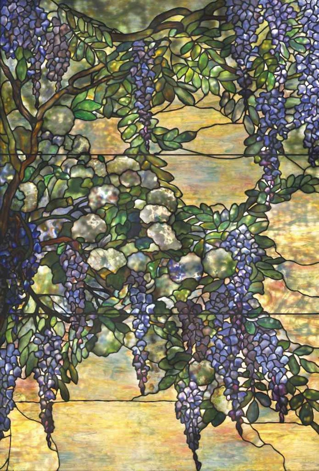 A 'SNOWBALL AND WISTERIA' WINDOW by Tiffany Studios