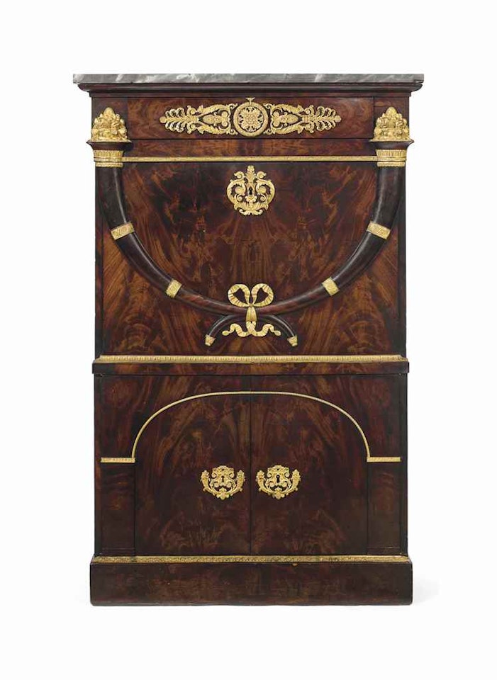 A CONSULAR ORMOLU-MOUNTED MAHOGANY SECRETAIRE A ABATTANT by Anonymous