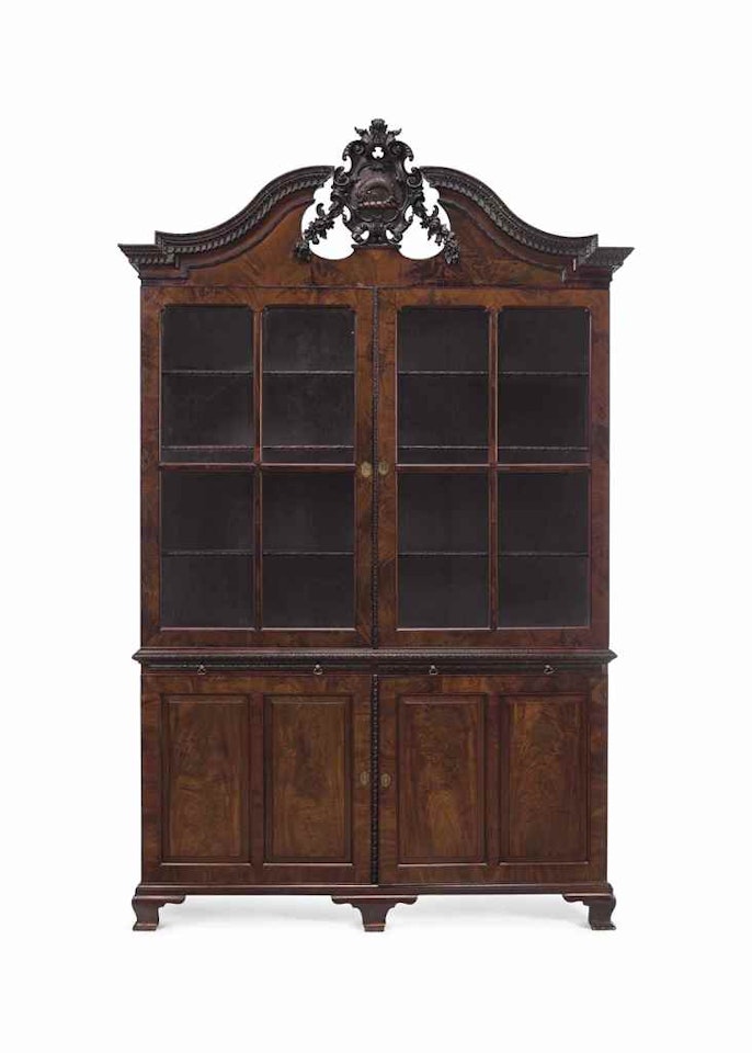 A GEORGE II MAHOGANY BOOKCASE CABINET by Anonymous
