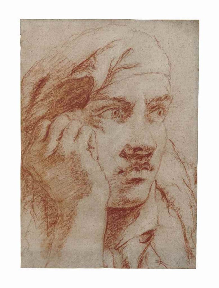 Head of a young man, his right hand against his cheek by Giovanni Domenico Tiepolo