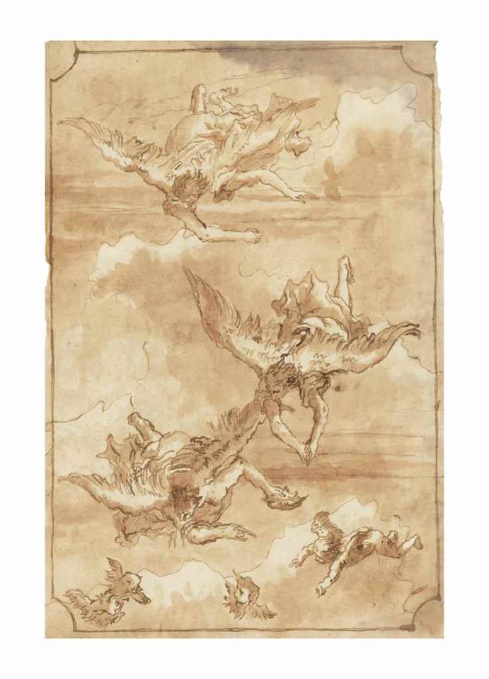 Angels in flight by Giovanni Domenico Tiepolo