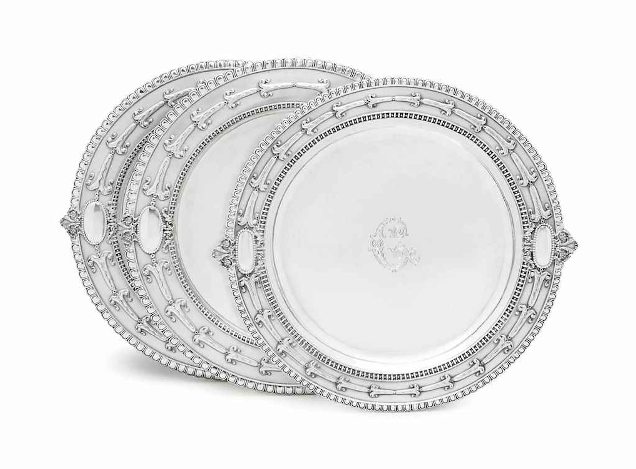 A SET OF TWO AMERICAN SILVER PLATTERS AND A SECOND-COURSE DISH FOR THE EXPOSITION UNIVERSELLE DE PARIS by Anonymous