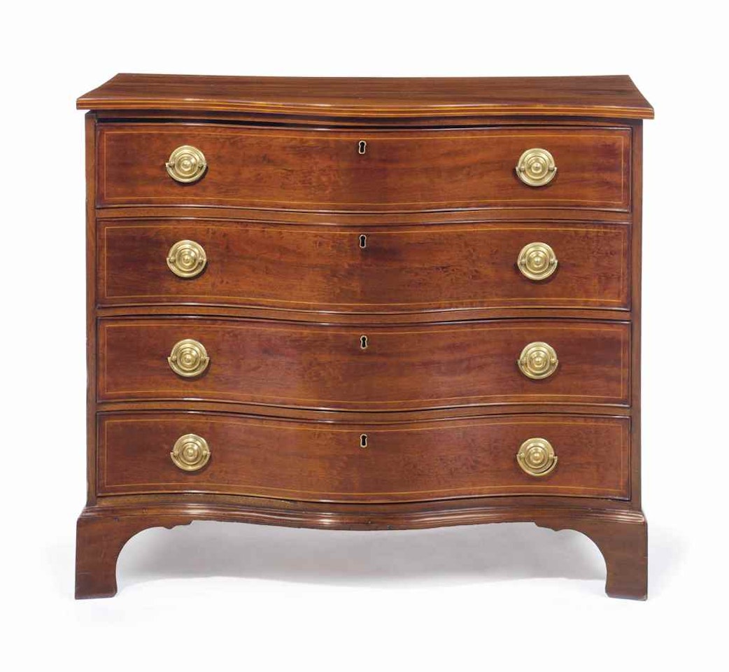 A FEDERAL INLAID MAHOGANY SERPENTINE-FRONT CHEST-OF-DRAWERS by Anonymous