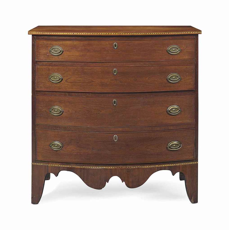 A FEDERAL INLAID-CHERRYWOOD BOWFRONT CHEST-OF-DRAWERS by Anonymous