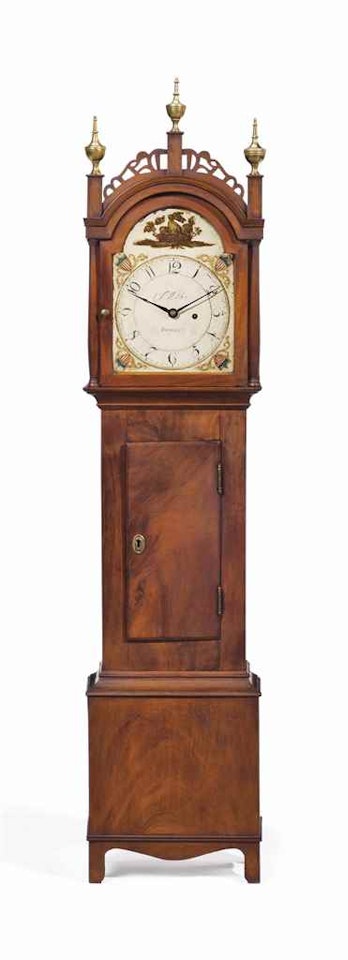 A FEDERAL MAHOGANY TIMEPIECE DWARF CLOCK by Anonymous
