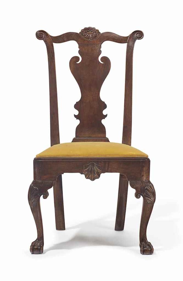 THE LINDLEY FAMILY CHIPPENDALE WALNUT SIDE CHAIR by Anonymous