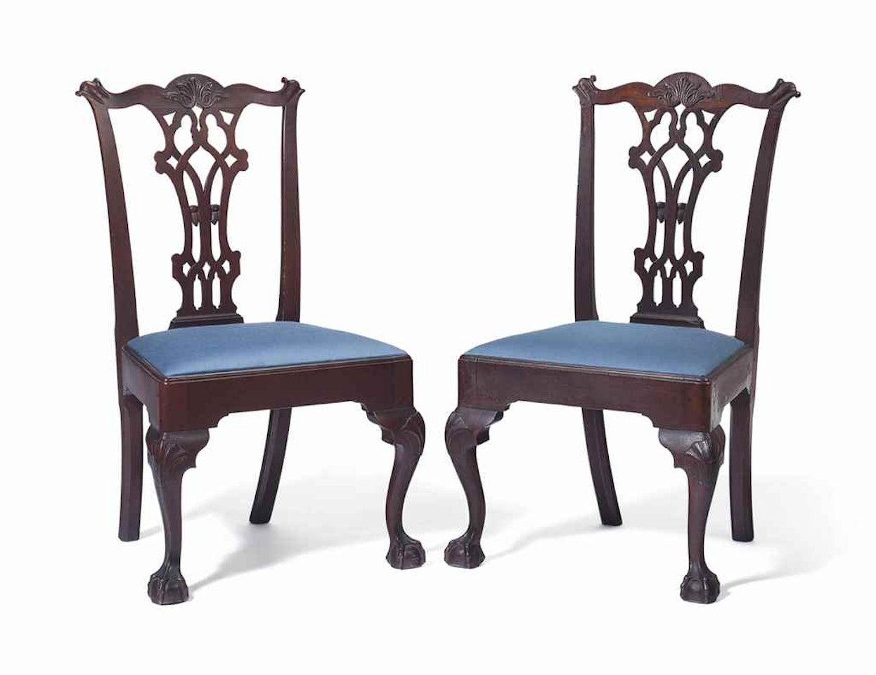 A CHIPPENDALE CARVED MAHOGANY CARD TABLE by Anonymous