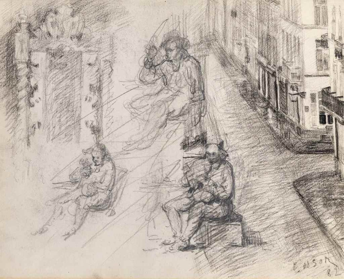 Rue de Flandre à Ostende (recto); Atélier (verso) by James Ensor