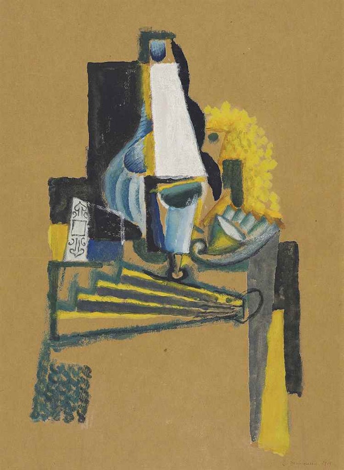 Carafe et fan by Louis Marcoussis