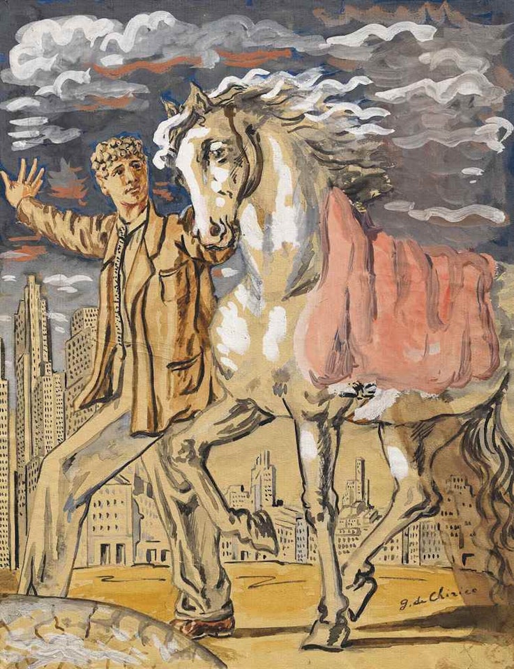 Partenza in vacanza (Dioscuro a Manhattan) by Giorgio de Chirico