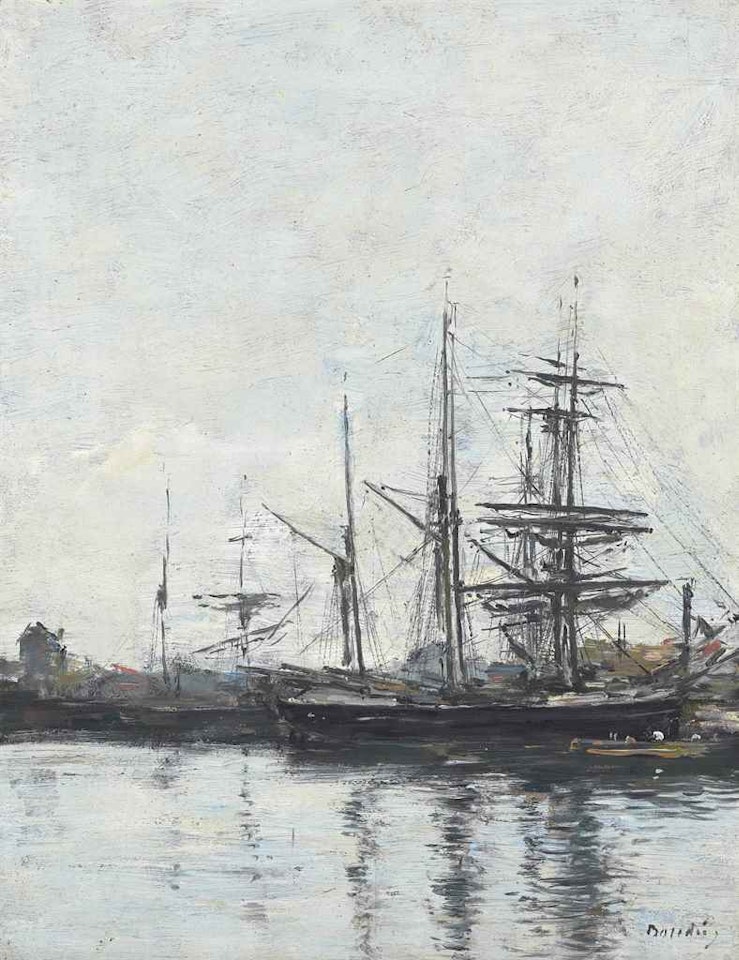 Deauville. Trois-mâts à quai by Eugène Boudin