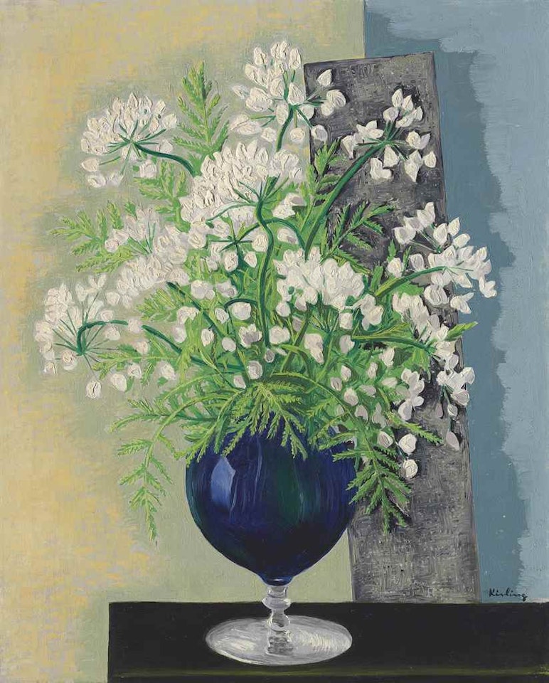 Fleurs au vase bleu by Moïse Kisling