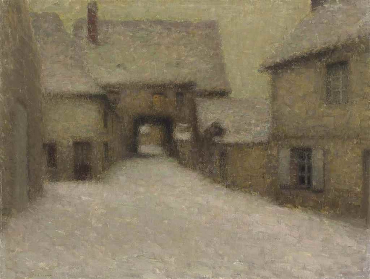 Neige, le vieux village. Gerberoy by Henri Le Sidaner