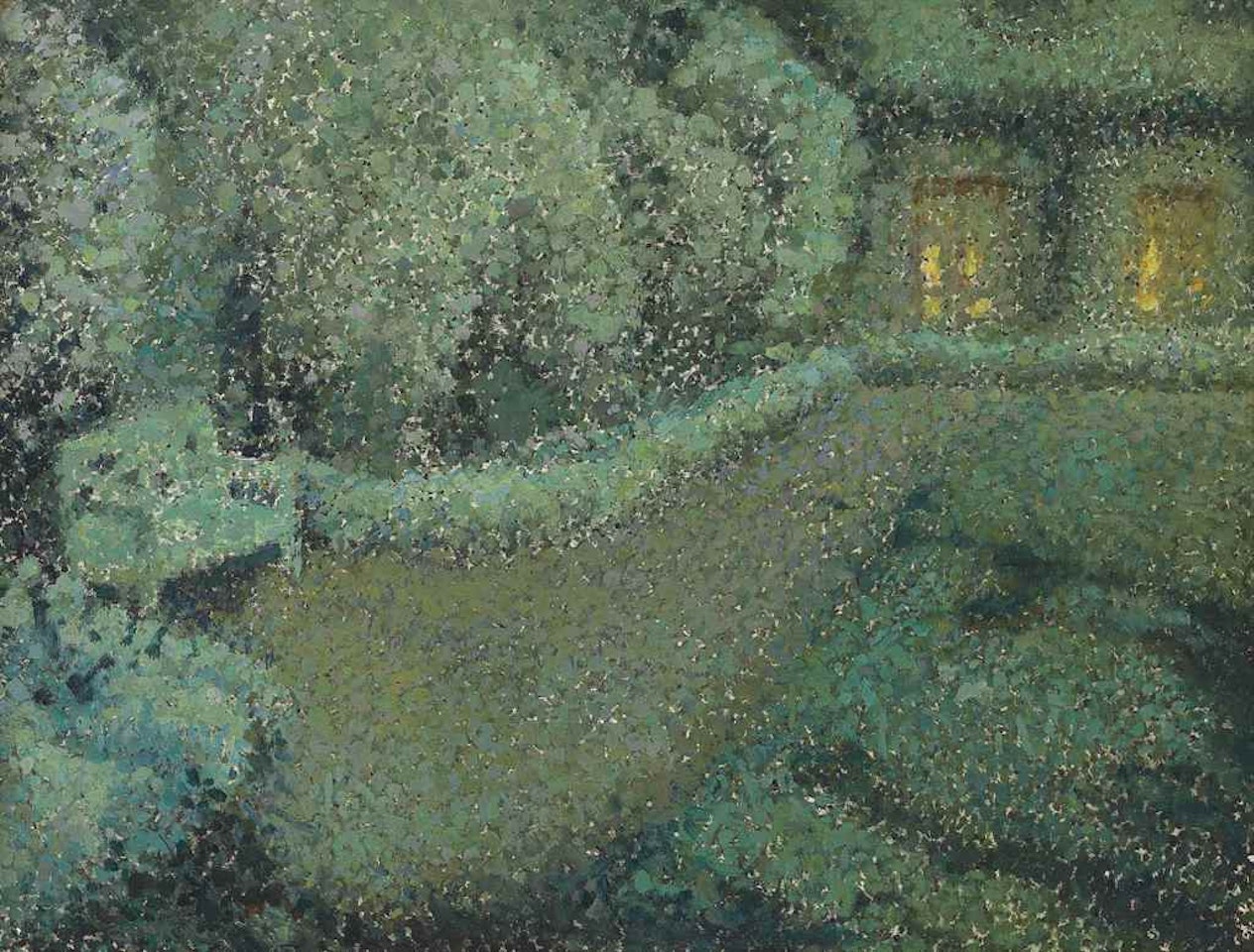 Le Jardin Blanc au clair de lune, Gerberoy by Henri Le Sidaner