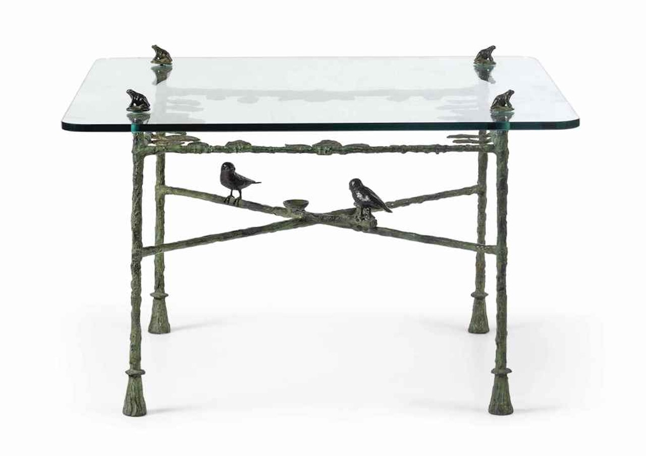 Table-feuille aux oiseaux et grenouilles by Diego Giacometti