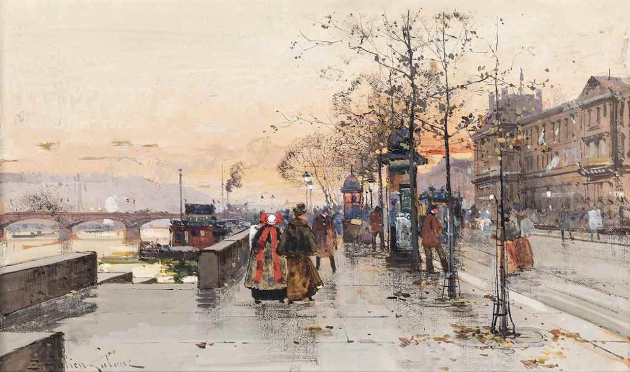 At the side of the Seine by Eugene Galien-Laloue