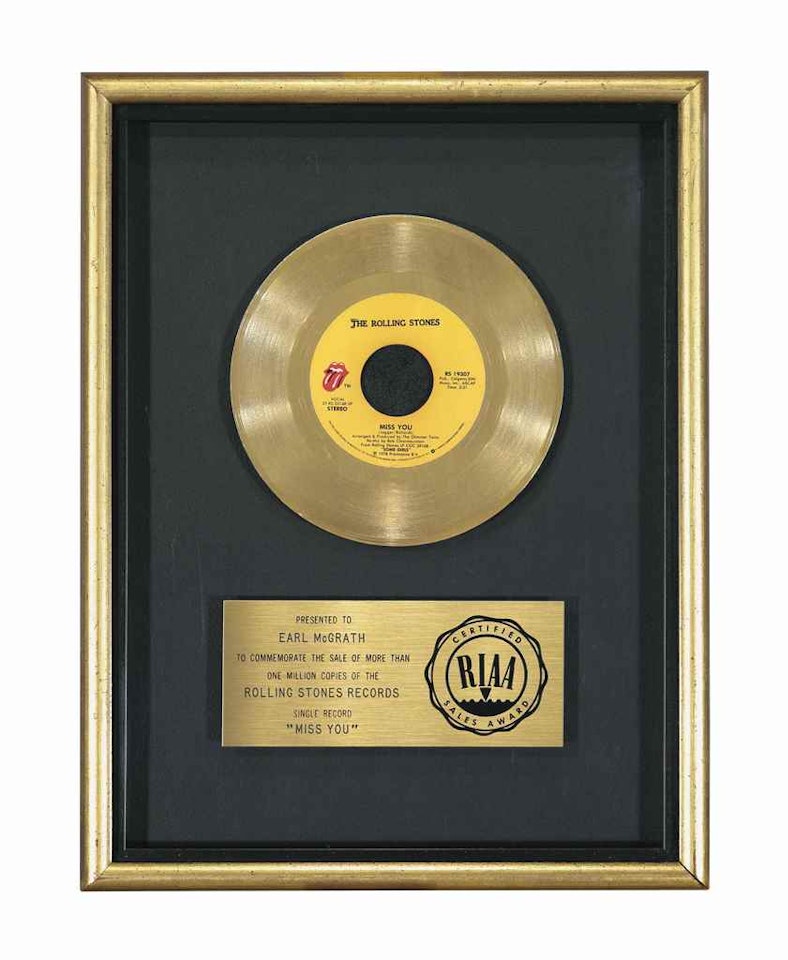 ROLLING STONES GOLD RECORD AWARD by Anonymous