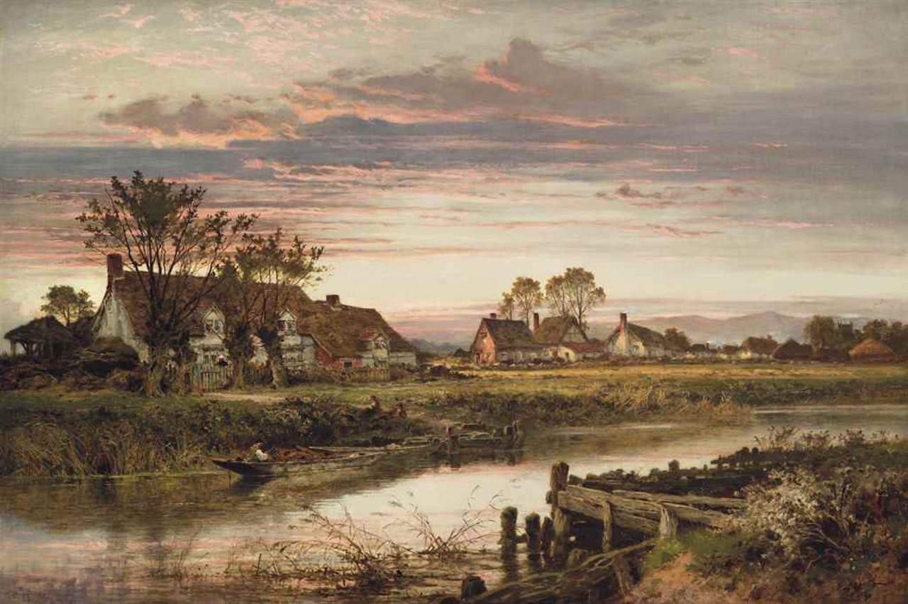 A Worcestershire riverside hamlet by Benjamin Williams Leader