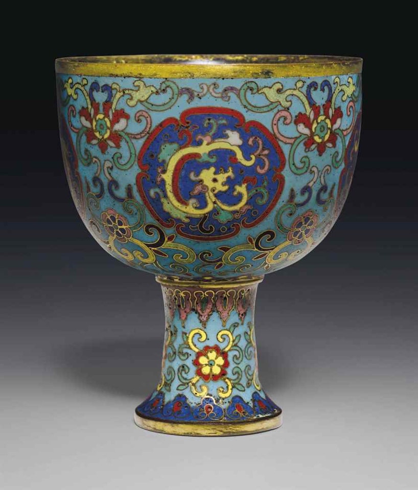 A RARE CLOISONNÉ ENAMEL STEM BOWL by Anonymous