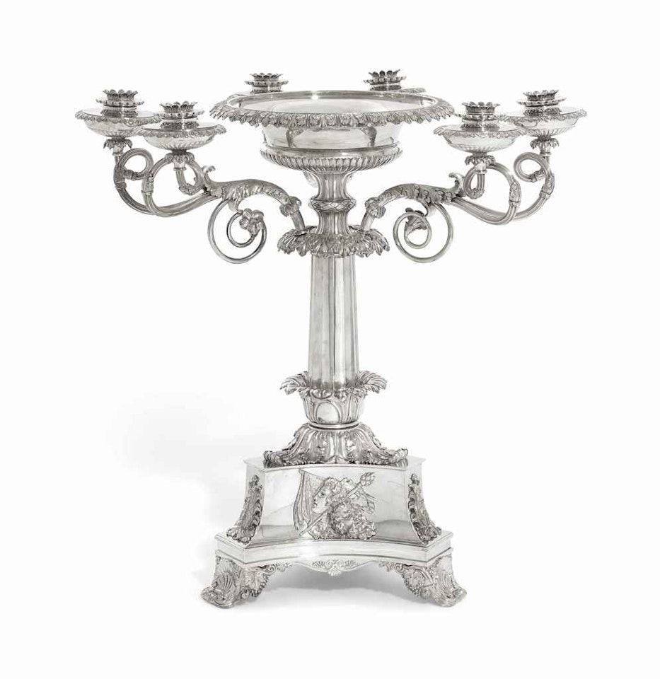 A GEORGE III SILVER SIX-LIGHT CANDELABRUM CENTREPIECE by Anonymous